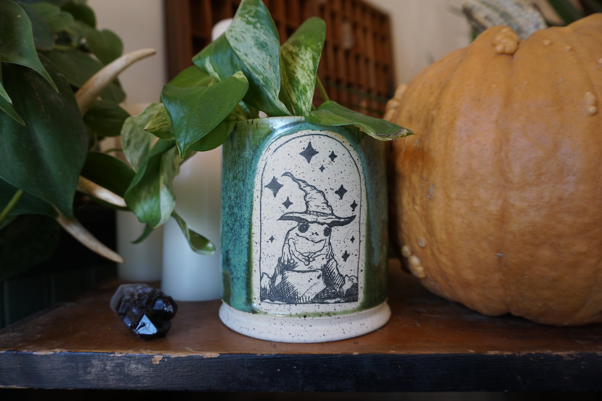 3.5" Frog Witch Planter