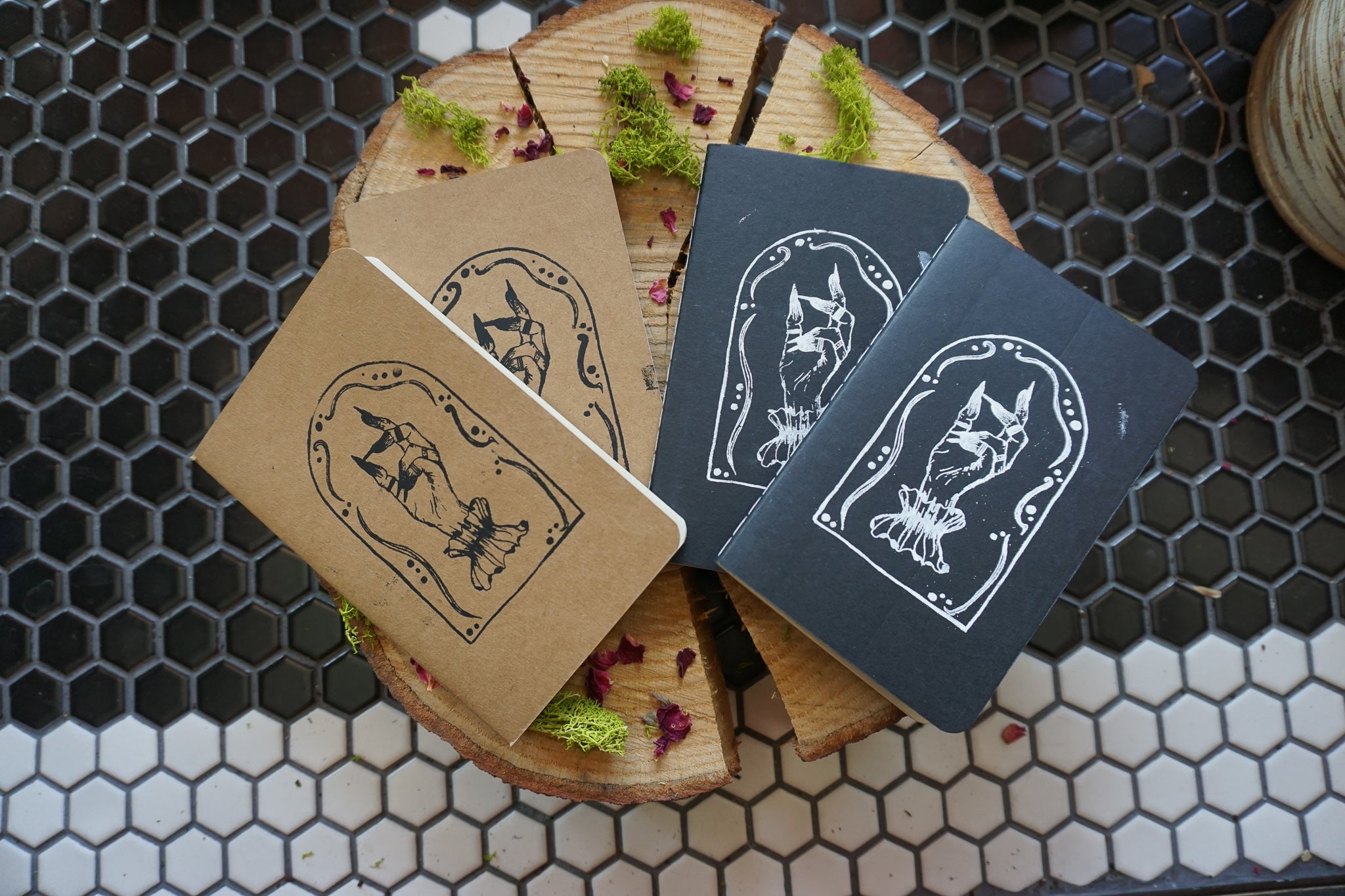 Witchy Hand Mini Notebook - Hand Printed