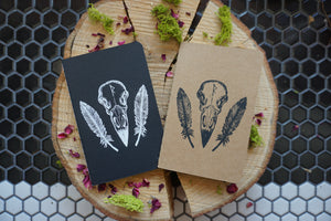 Crow Skull Raidho Mini Notebook - Hand Printed
