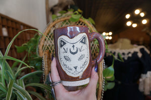 14oz Amber Mist Folk Art Cat Mug 1