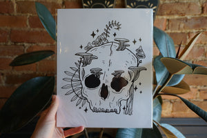 Skull & Mushrooms Print