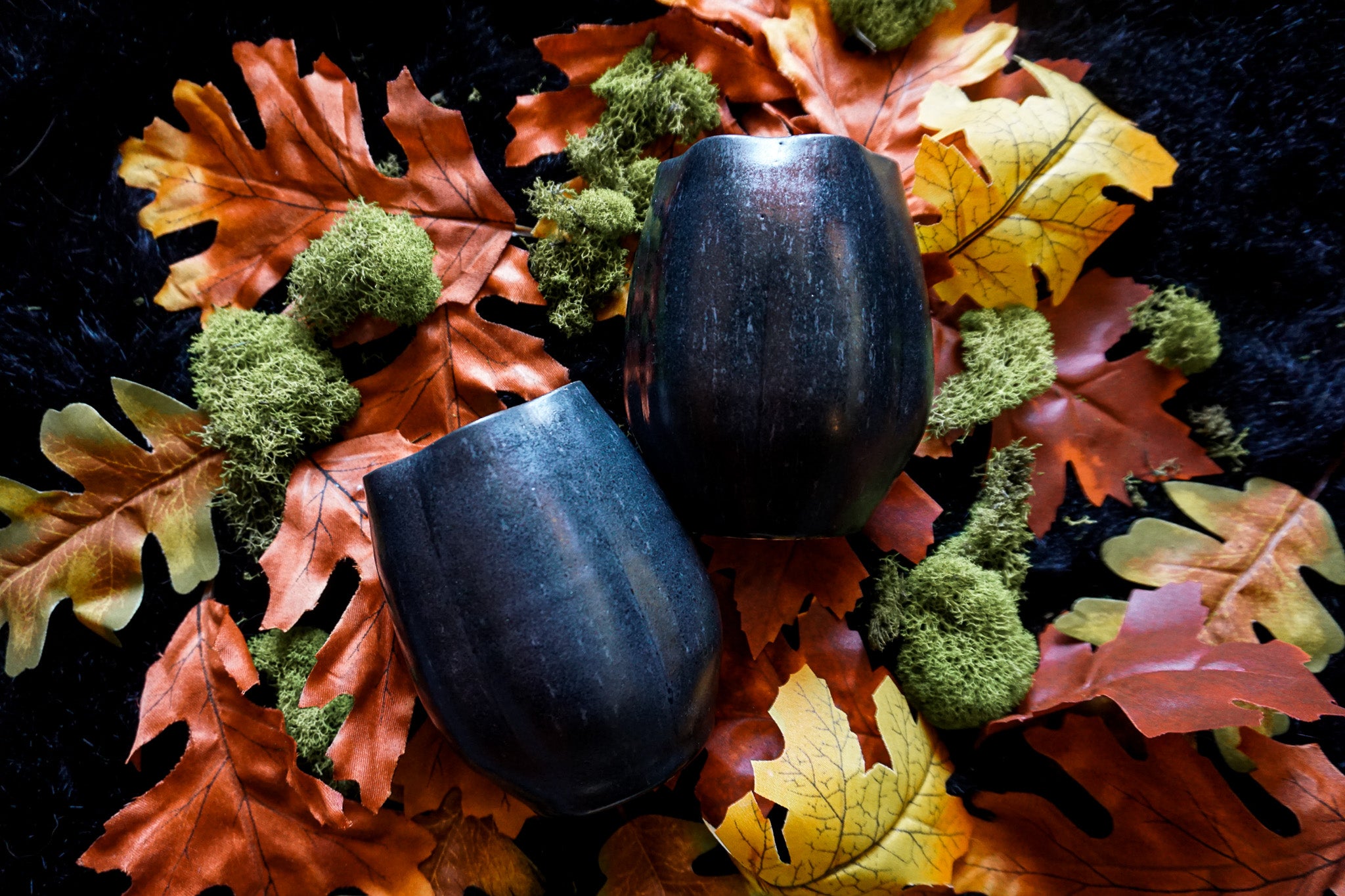 10oz Pumpkin Wine Glass - Black Glaze