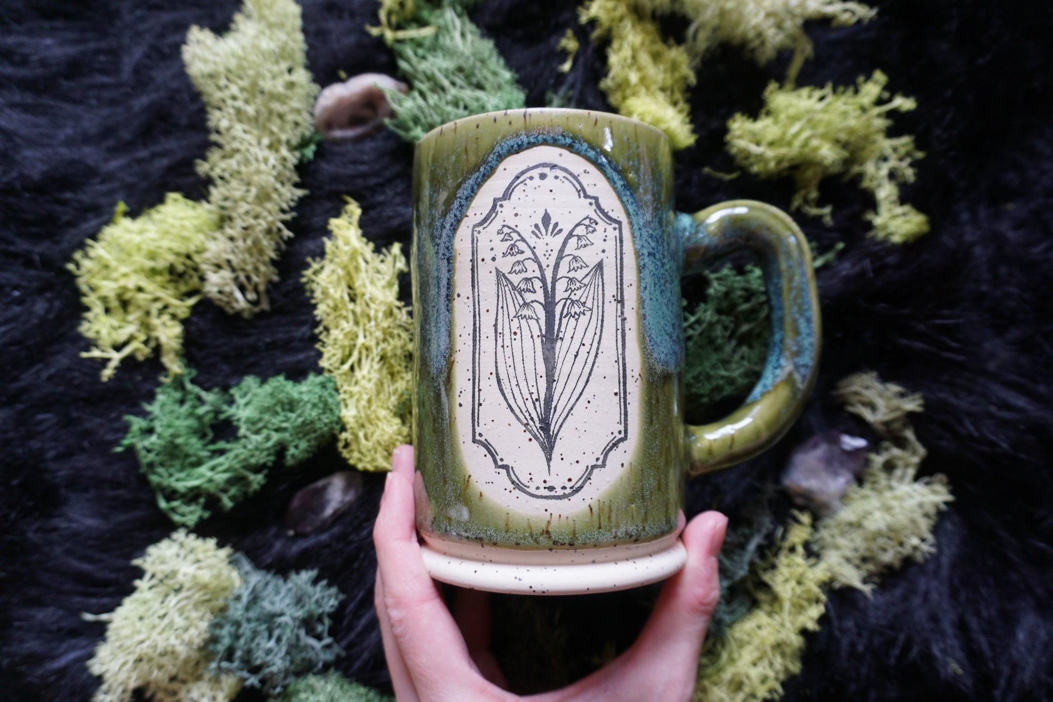 14oz Green Lily of the Valley Mug