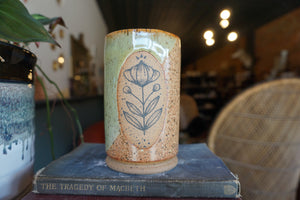14oz Flower Tumbler in Green & Spice Glaze