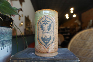14oz Rabbit Tumbler in Green & Spice Glaze