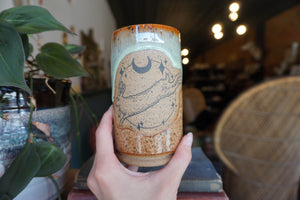 14oz Rabbit Moon Tumbler in Seafoam & Spice Glaze