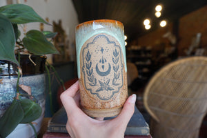 14oz Moon Frame Tumbler in Seafoam & Spice Glaze