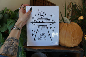 cat ufo abduction print